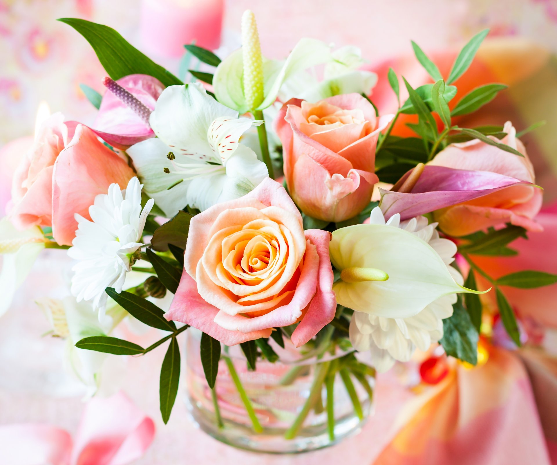 fleurs roses pastel bouquet