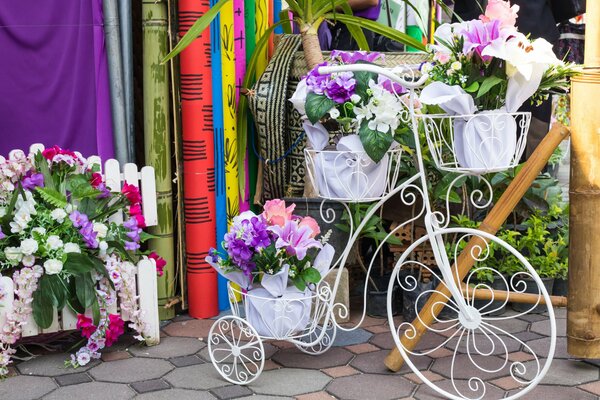 Decorazione del negozio di Fiori Del Basamento Del Fiore Della Bicicletta