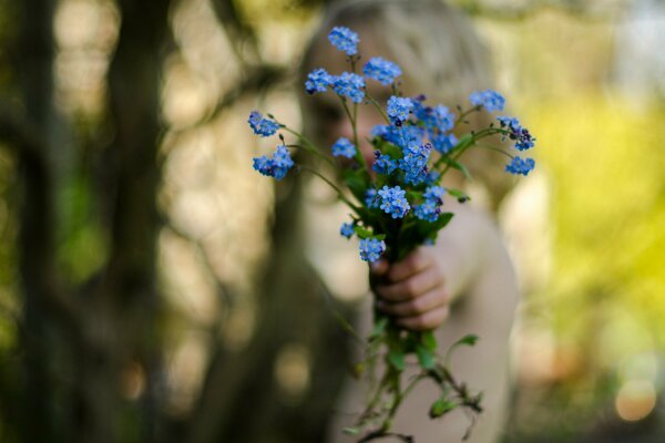 Blue flowers, cheerful mood