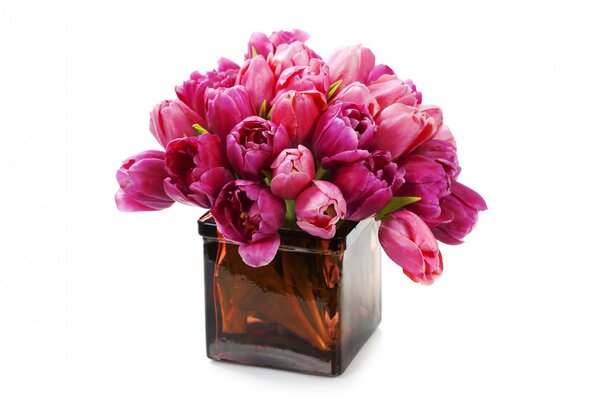 Ein Strauß rosa Tulpen in einer Vase