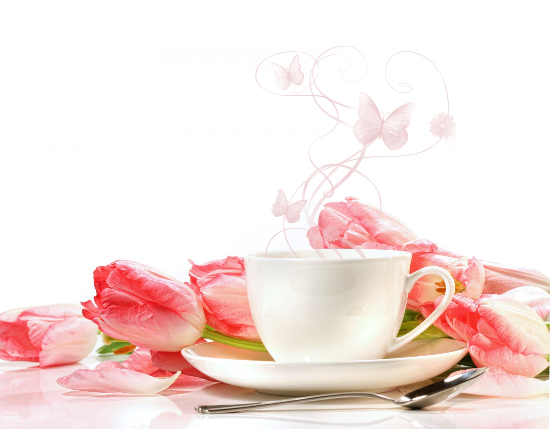 fleurs tasses tulipes