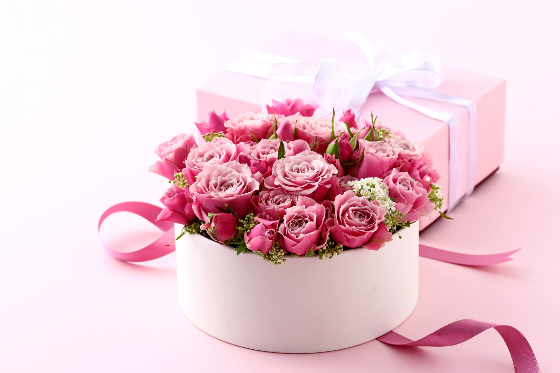 amour romantique roses cadeau fleurs rose boîte bouquet rose