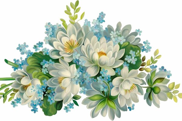 Belle ornement de lys et de Myosotis