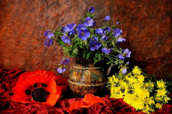 Nature morte de fleurs en pot