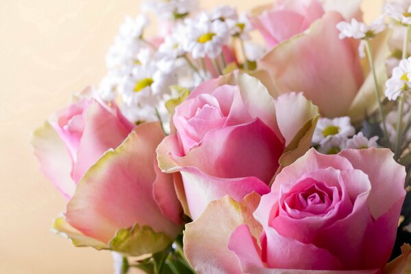 Bellissimo mazzo di rose e margherite