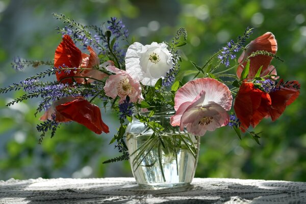 Schöne Blumen auf der Sommerlandschaft von Frne