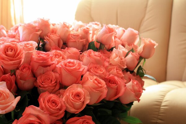 Énorme bouquet de roses roses pour l anniversaire