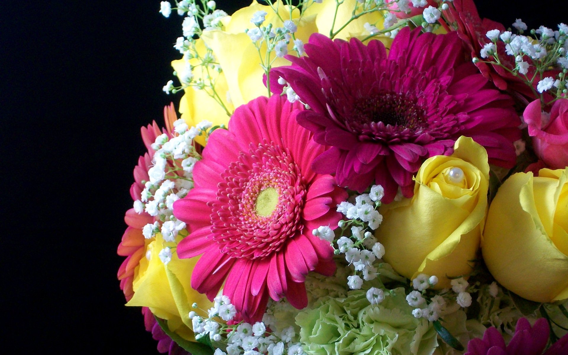 roses beautiful yellow bouquet flowers flower gerberas pearl pearl