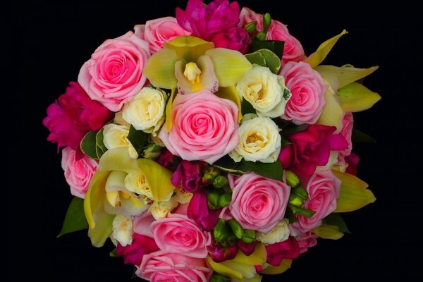A charming bouquet with bright flowers