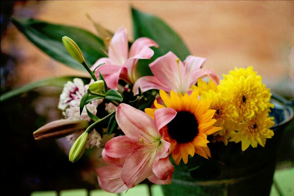 Interesting unusual bouquet of flowers