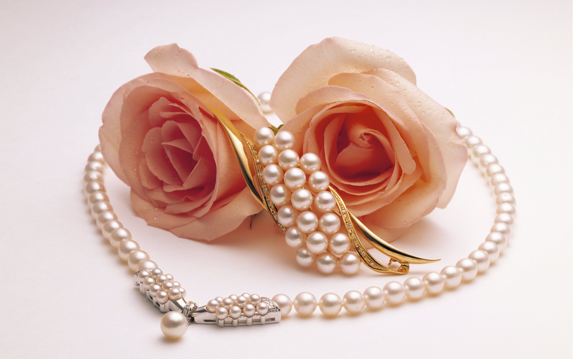 two roses pearl brooch