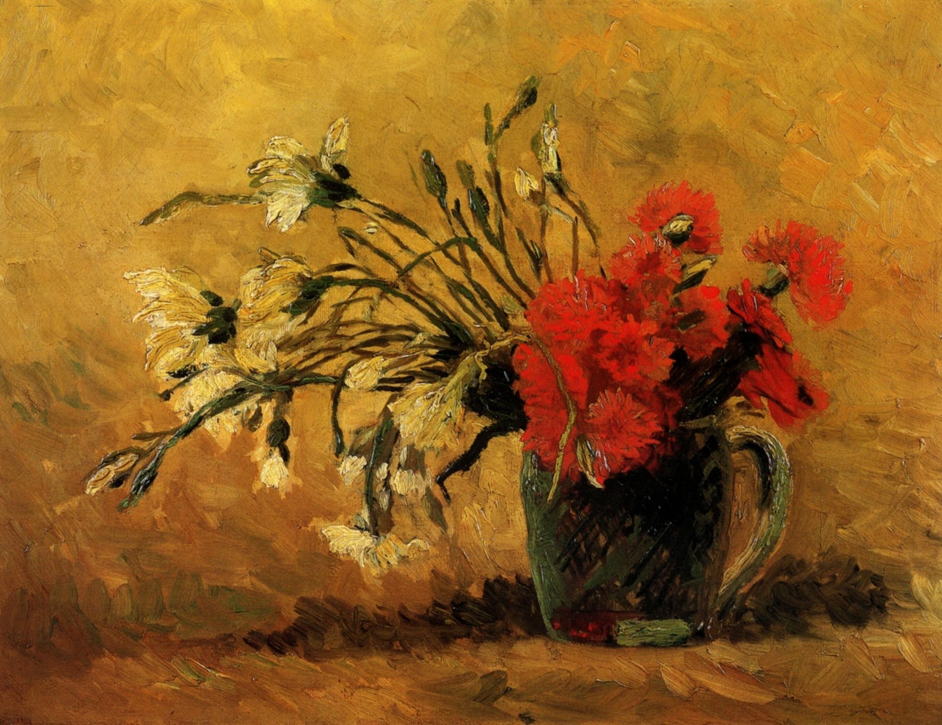 vincent van gogh vase fleurs rouge oeillets peinture