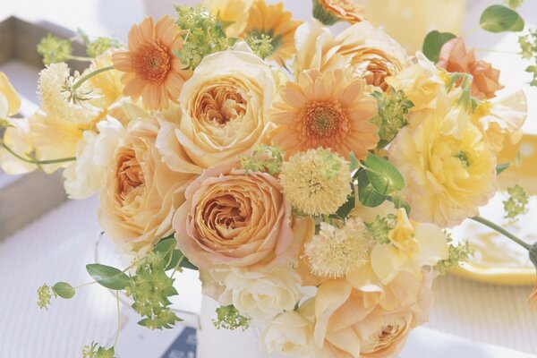 Floral arrangement in pastel colors