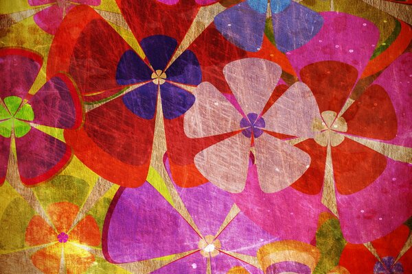 Texture of multicolored flowers on a bright background