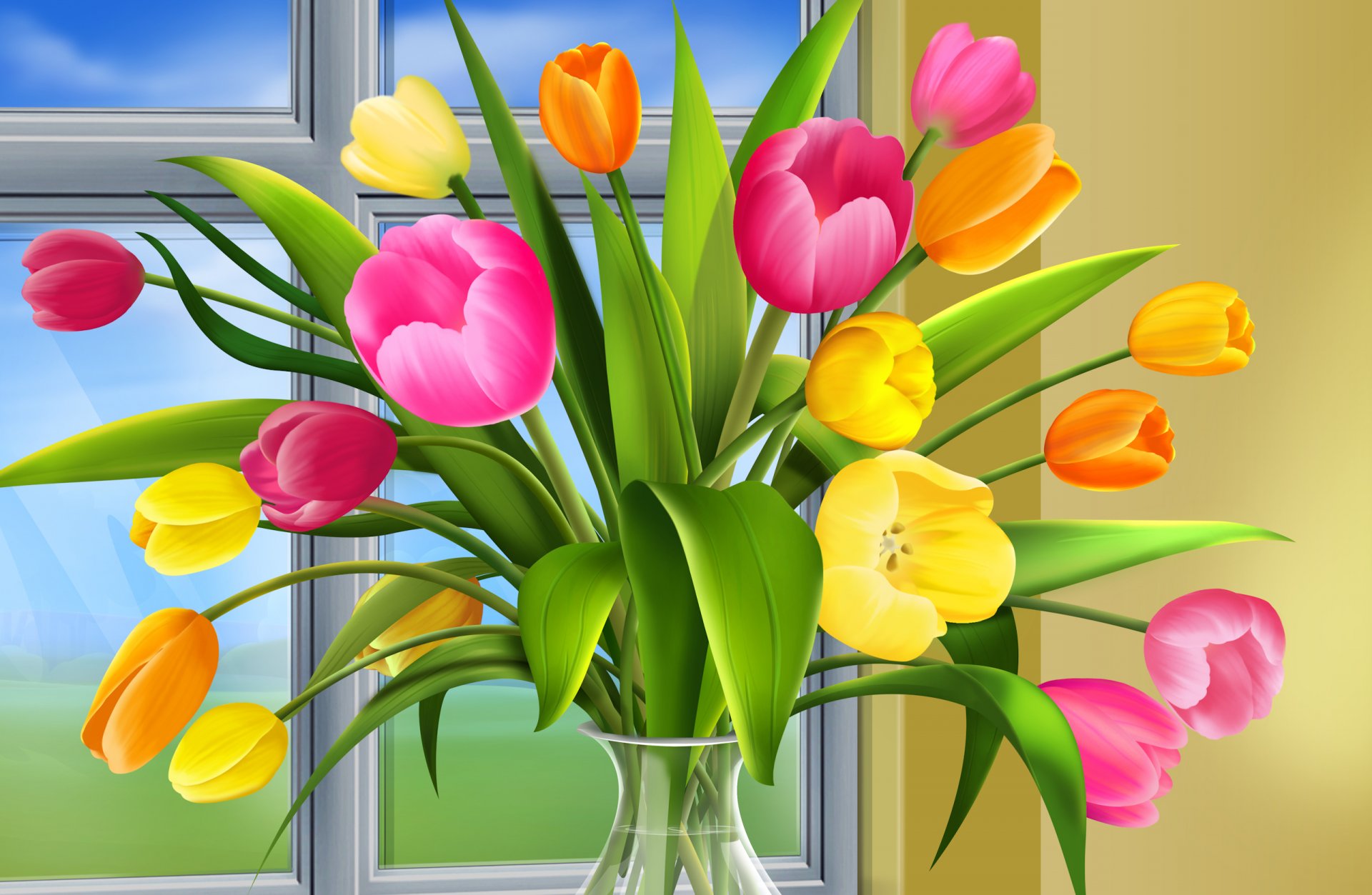 fenster vase tulpen