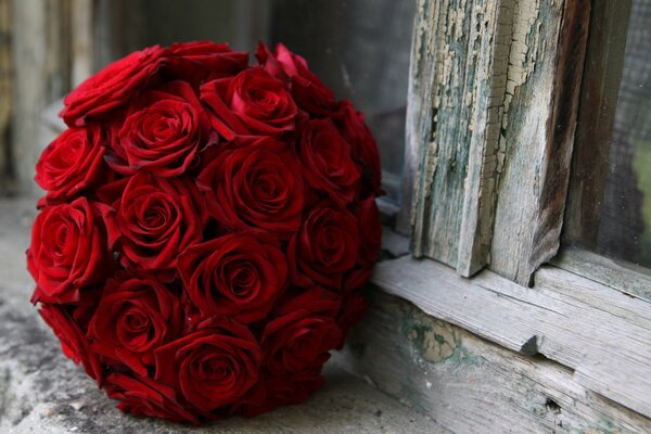 Wedding bouquet of red roses