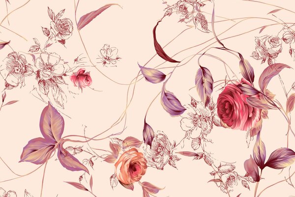 Beautiful floral pattern with roses