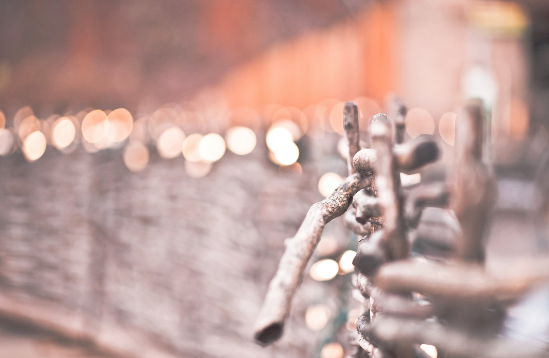 fence fencing winter close up bokeh lights nature