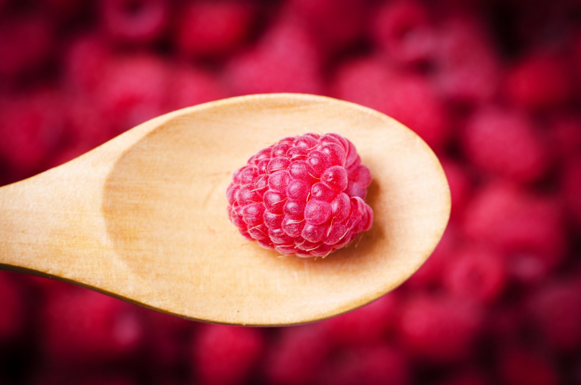 raspberry spoon berry close up