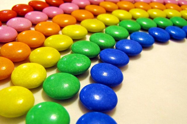 Colored rainbow of candy drops