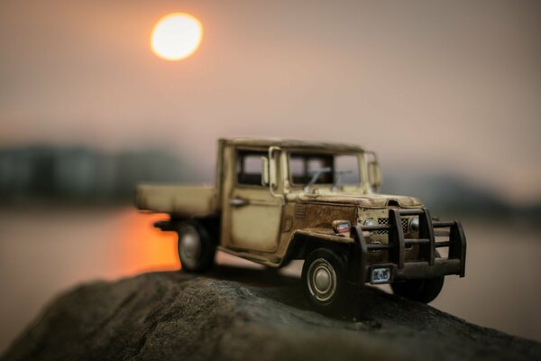 Macro shot of a toy truck model