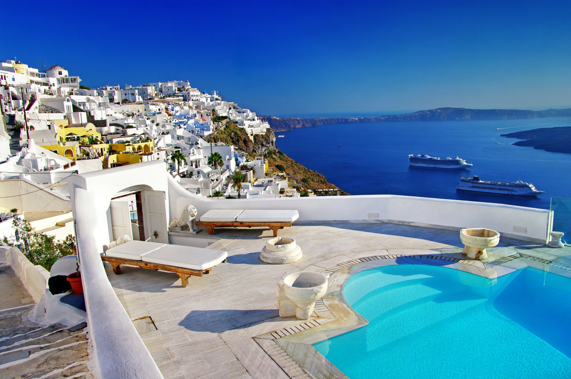 nature paysage mer maisons grèce santorin