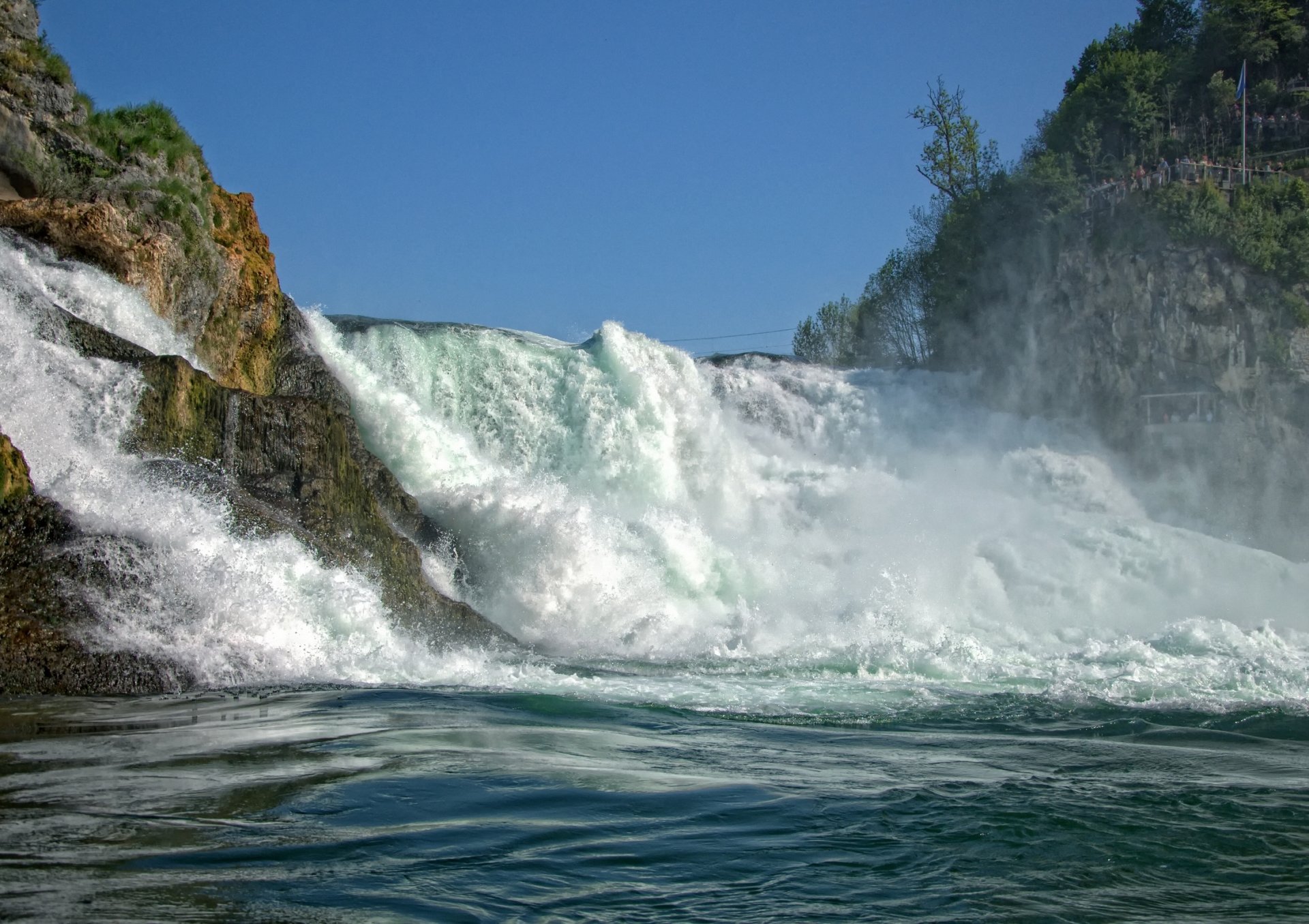 rhine falls switzerland feed rock