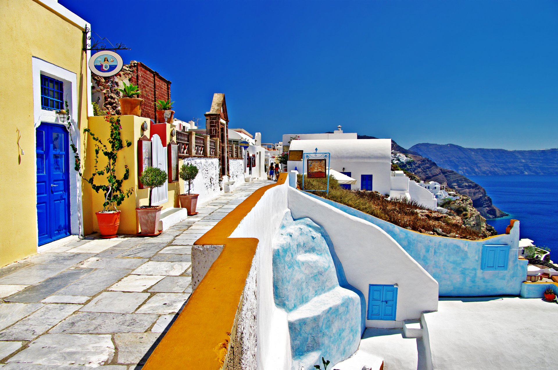 nature paysage mer maisons grèce santorin