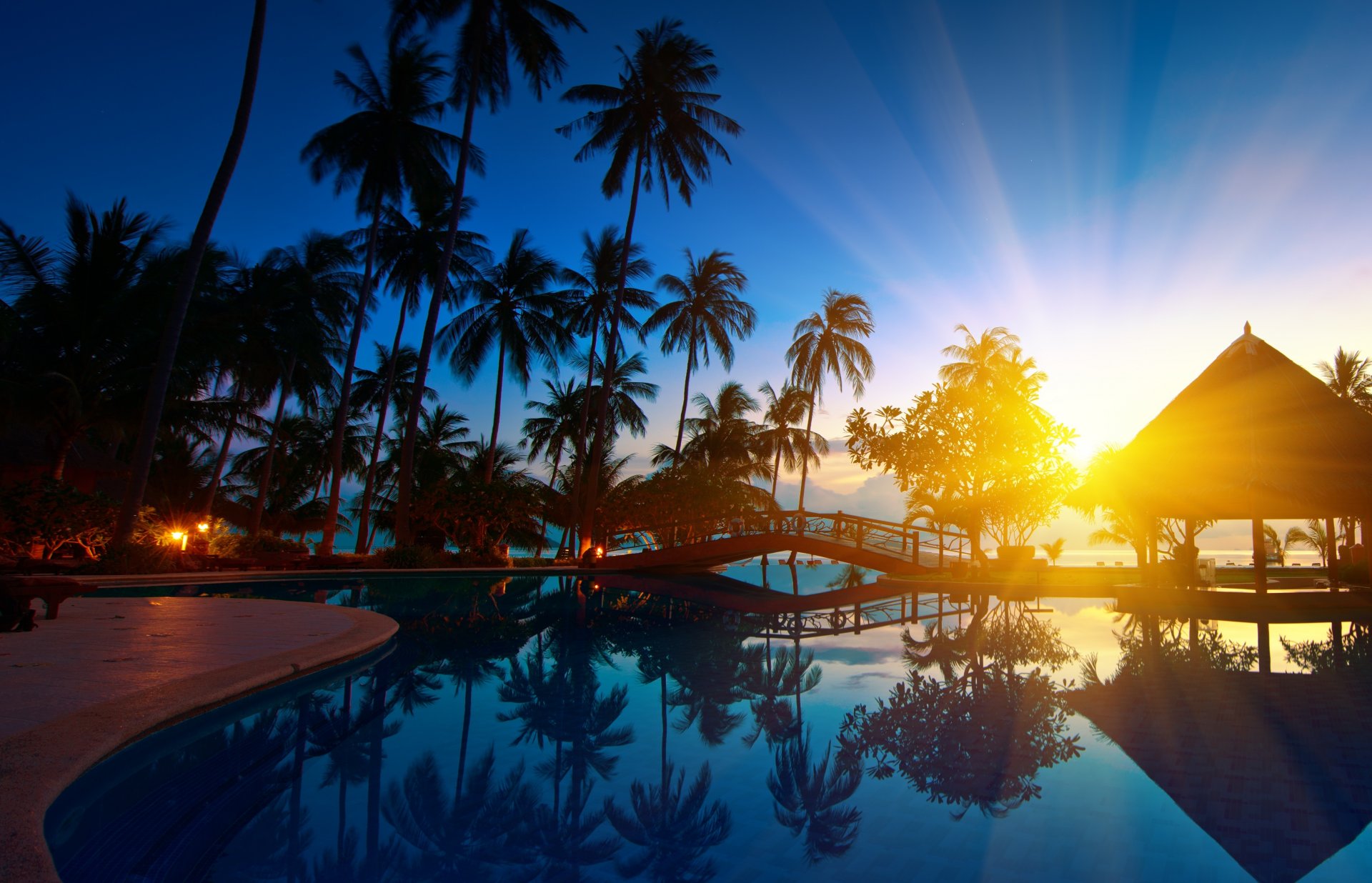 thailandia paradiso alberi mare palme ponte natura alba acqua di mare