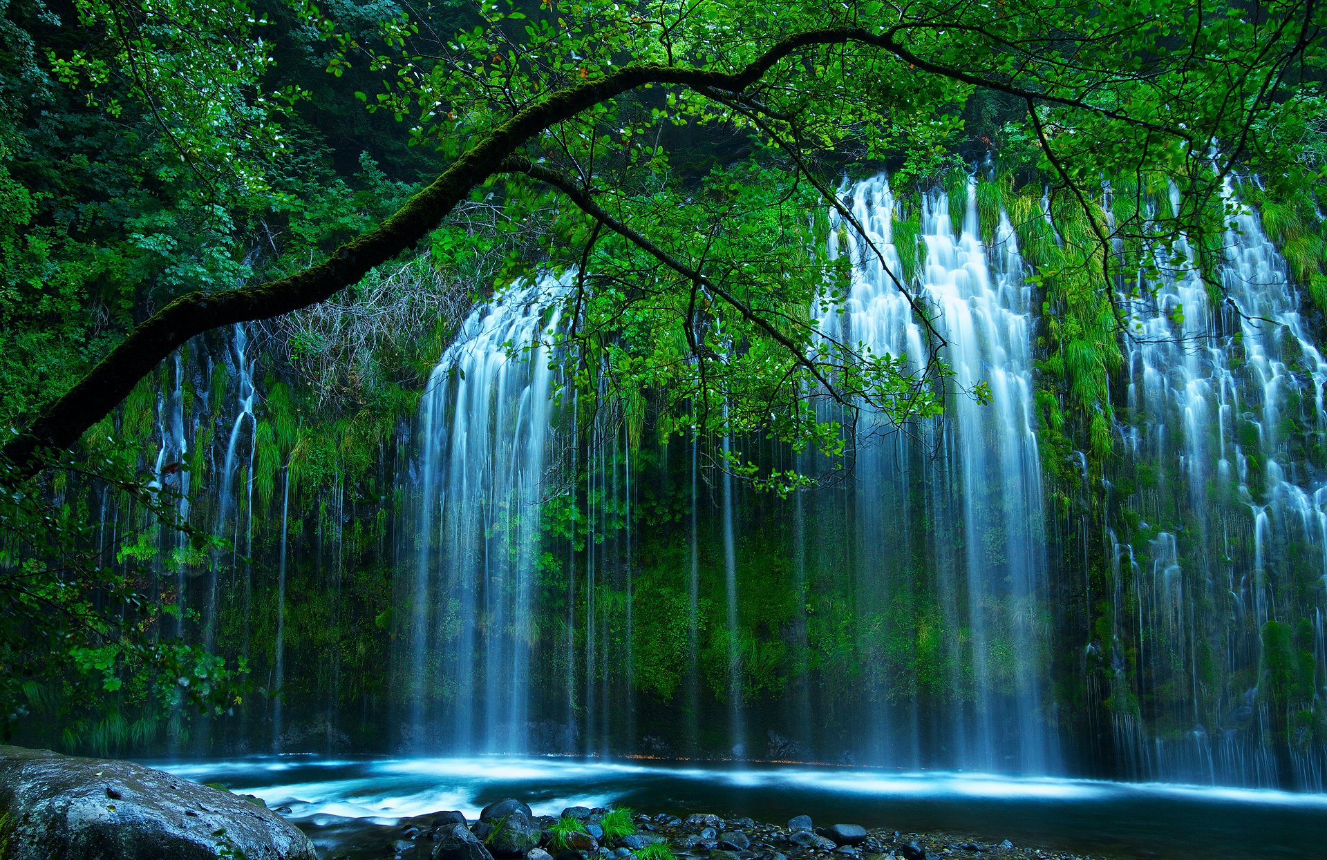 stati uniti california del nord dunsmewire shasta retreat mossbrae falls fiume sacramento natura cascata alberi verde erno fotografia