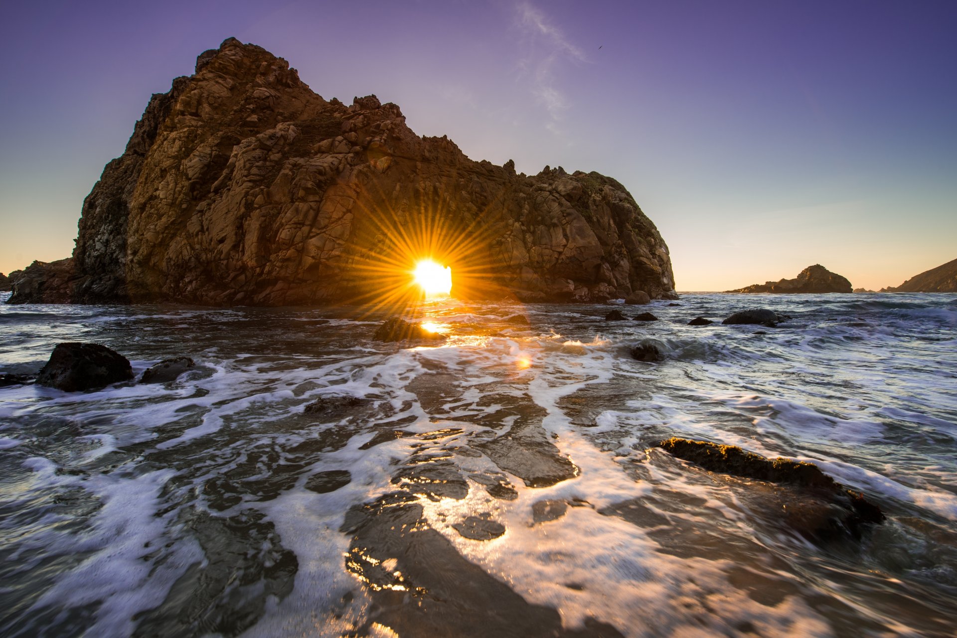 kalifornia ocean skała zachód słońca