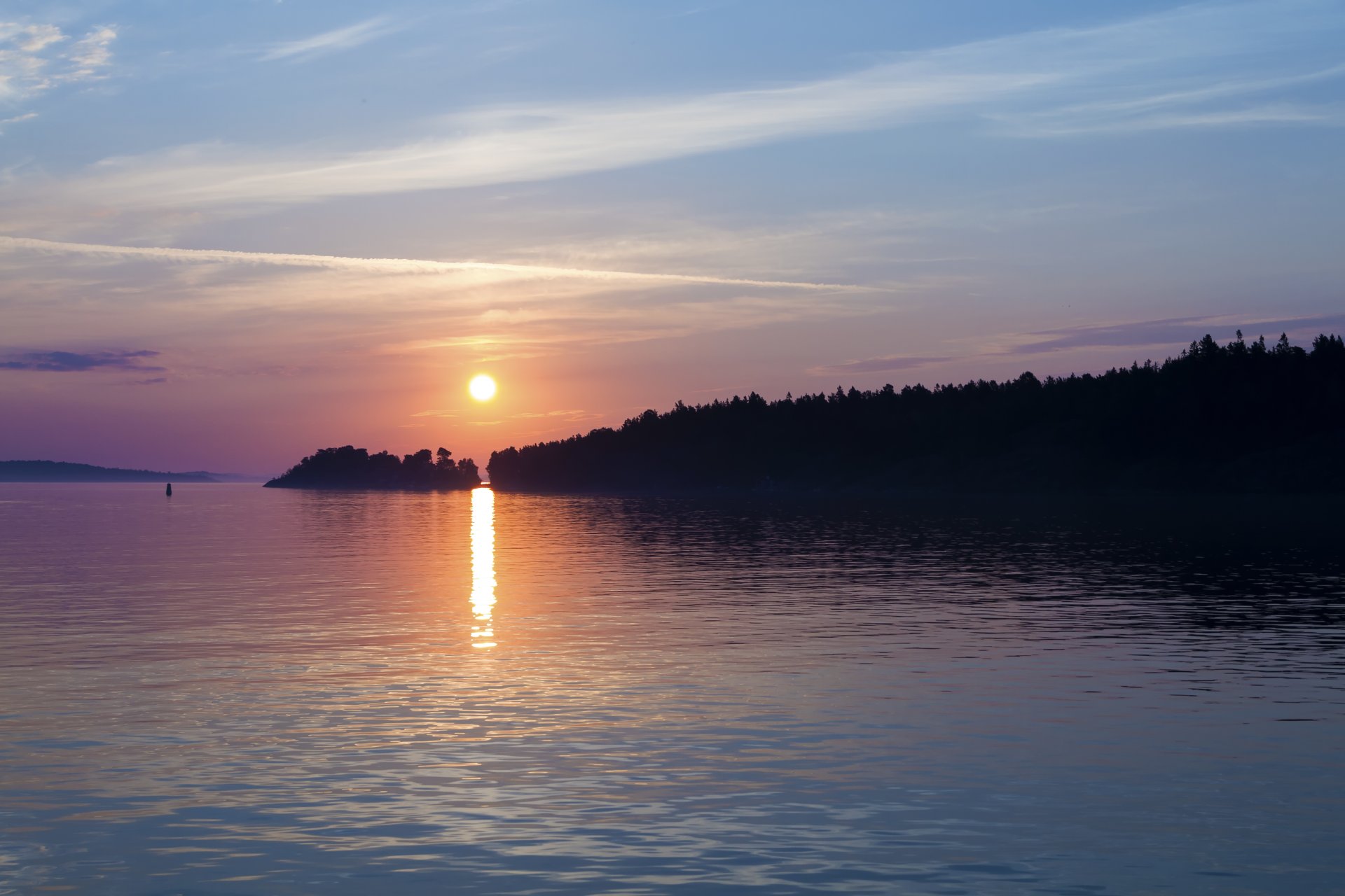 weden town the port tree beach baltic sea night sun sunset sky cloud