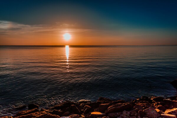 Summer dawn on the seashore