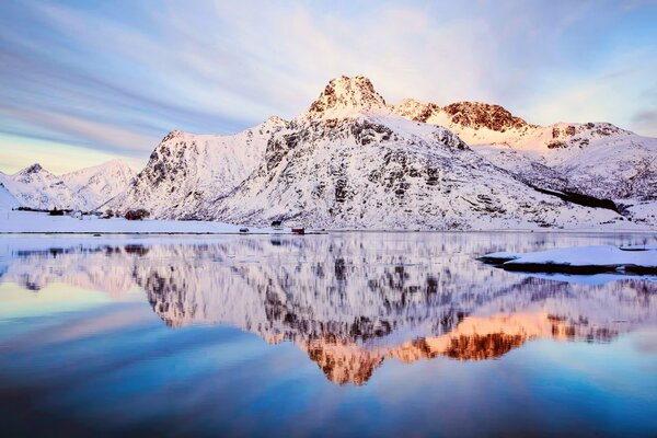 Norwegen, flakstadøya fjord, Berge