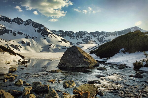 Winterlandschaft mit Berggipfeln