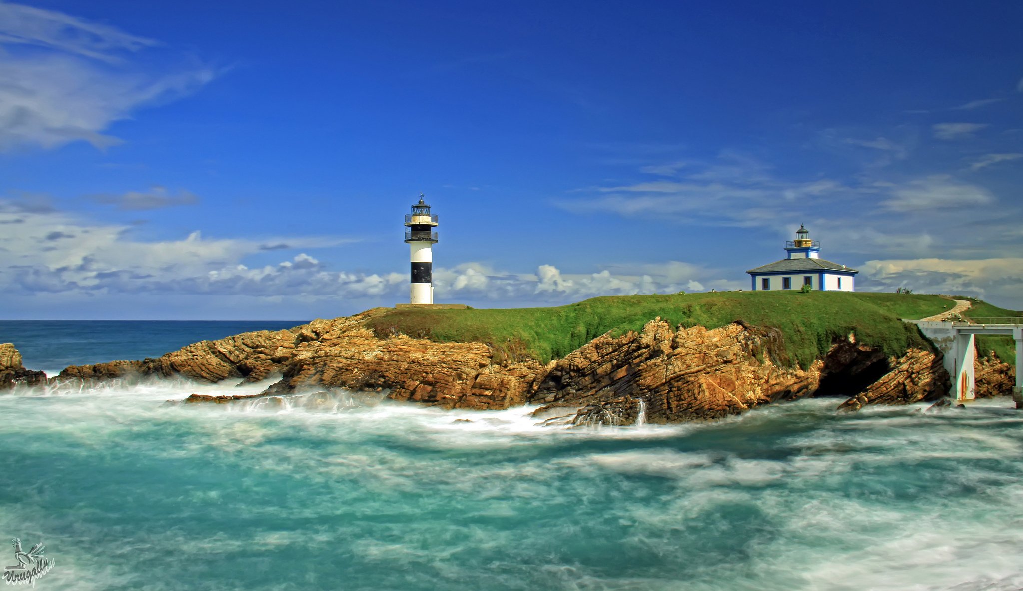 ribadeo spanien meer insel leuchtturm