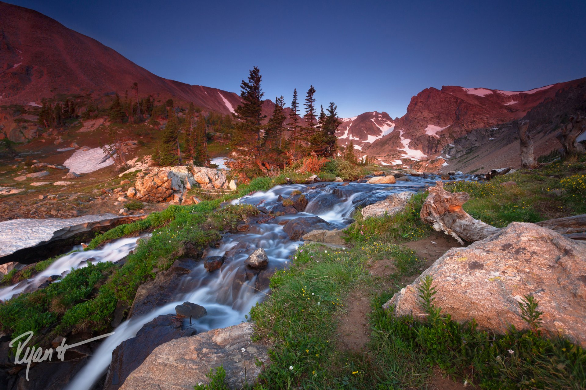 natur berge himmel bach steine