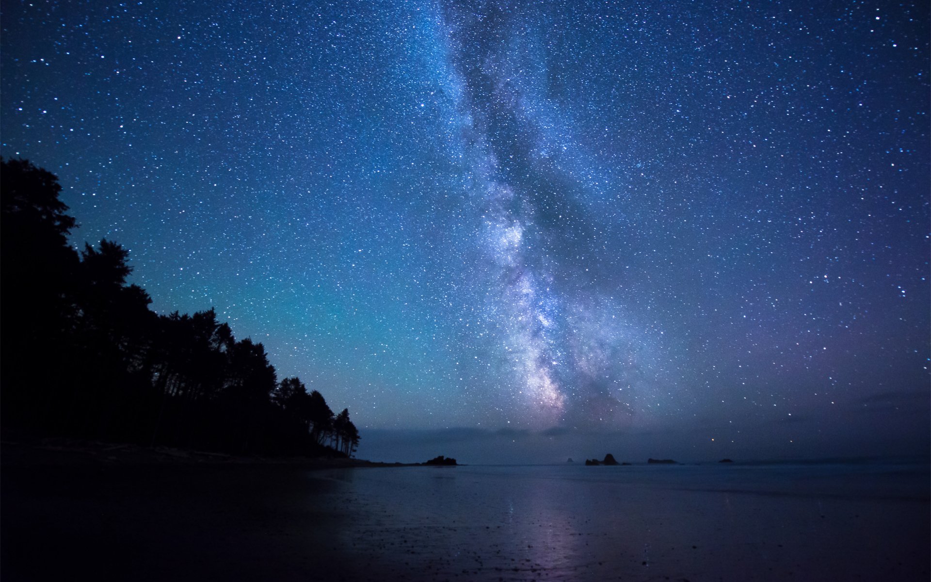 night star milky way sea beach