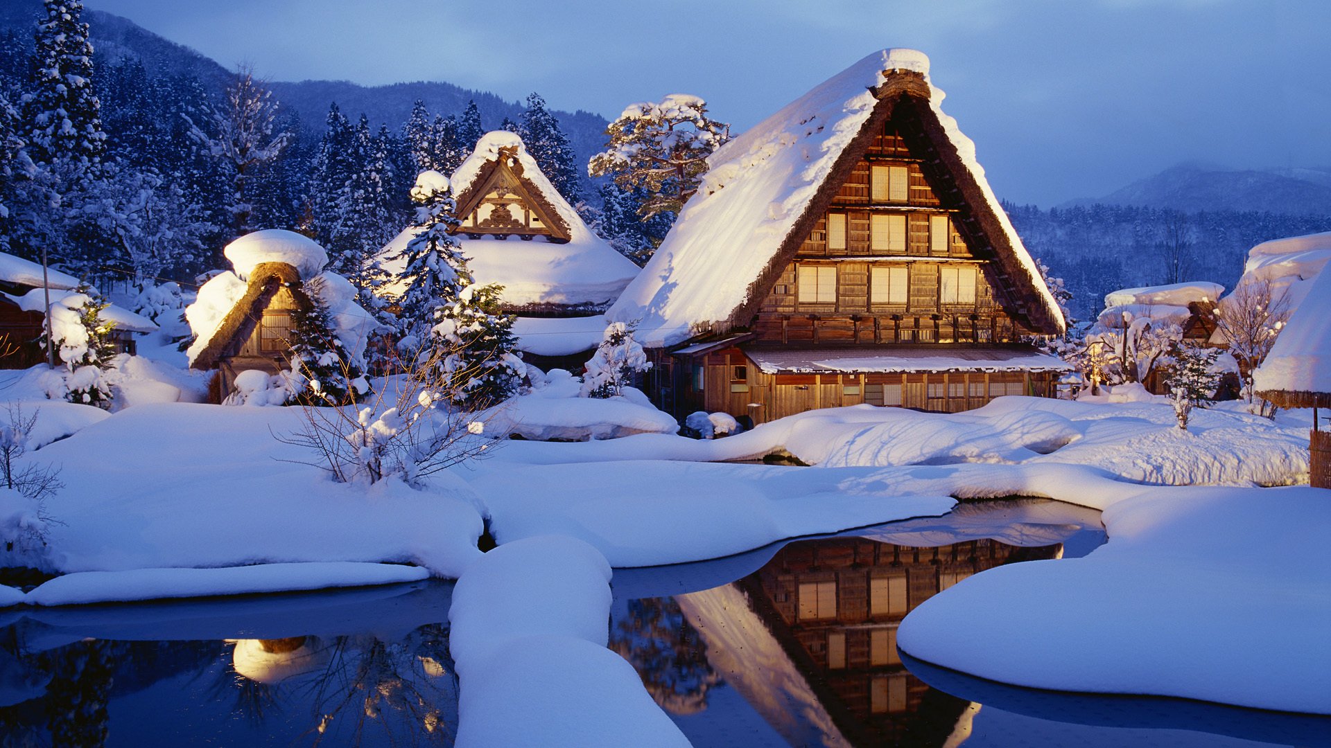 invierno nieve casas japón