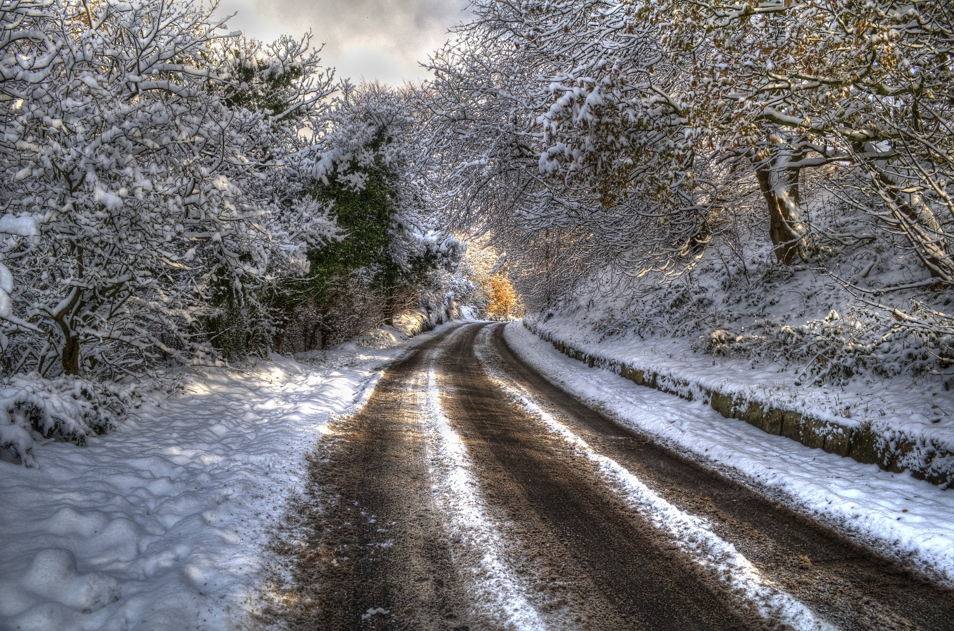 naturaleza paisaje bosque invierno montañas árboles nieve carretera