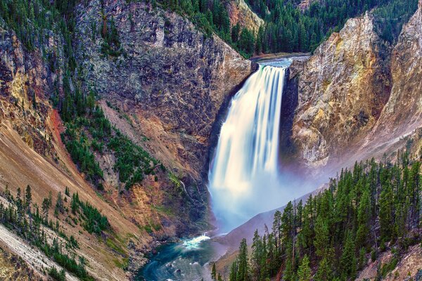 La bellissima cascata del Parco di Yellowstone