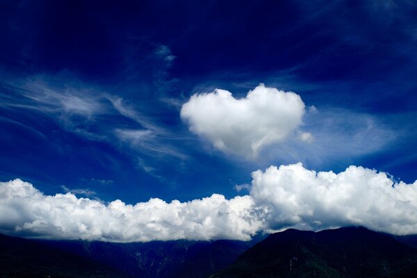 Fluffy heart-shaped clouds