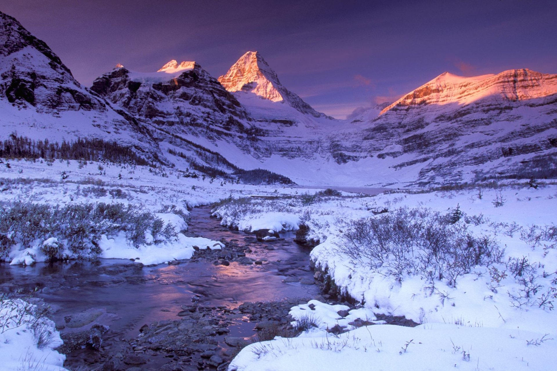 winter schnee berge sonnenuntergang fluss