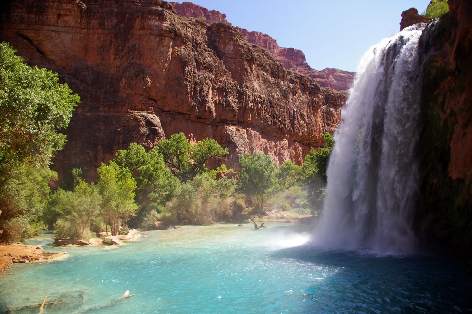 montañas río cascada naturaleza hawa sui falls havasupai reserva parque nacional del gran cañón arizona