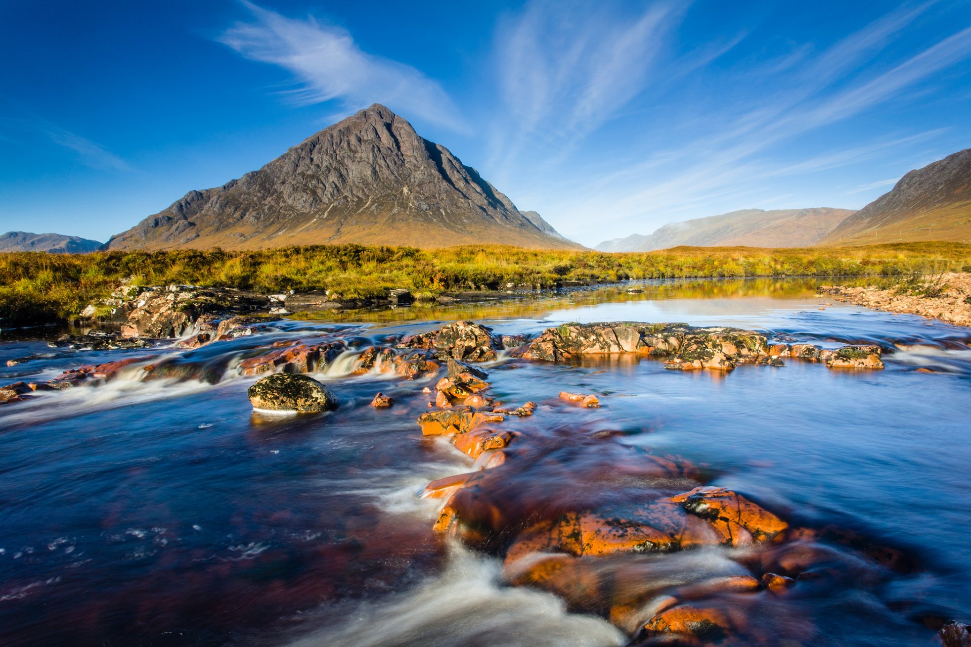 naturaleza montaña escocia cielo río piedras