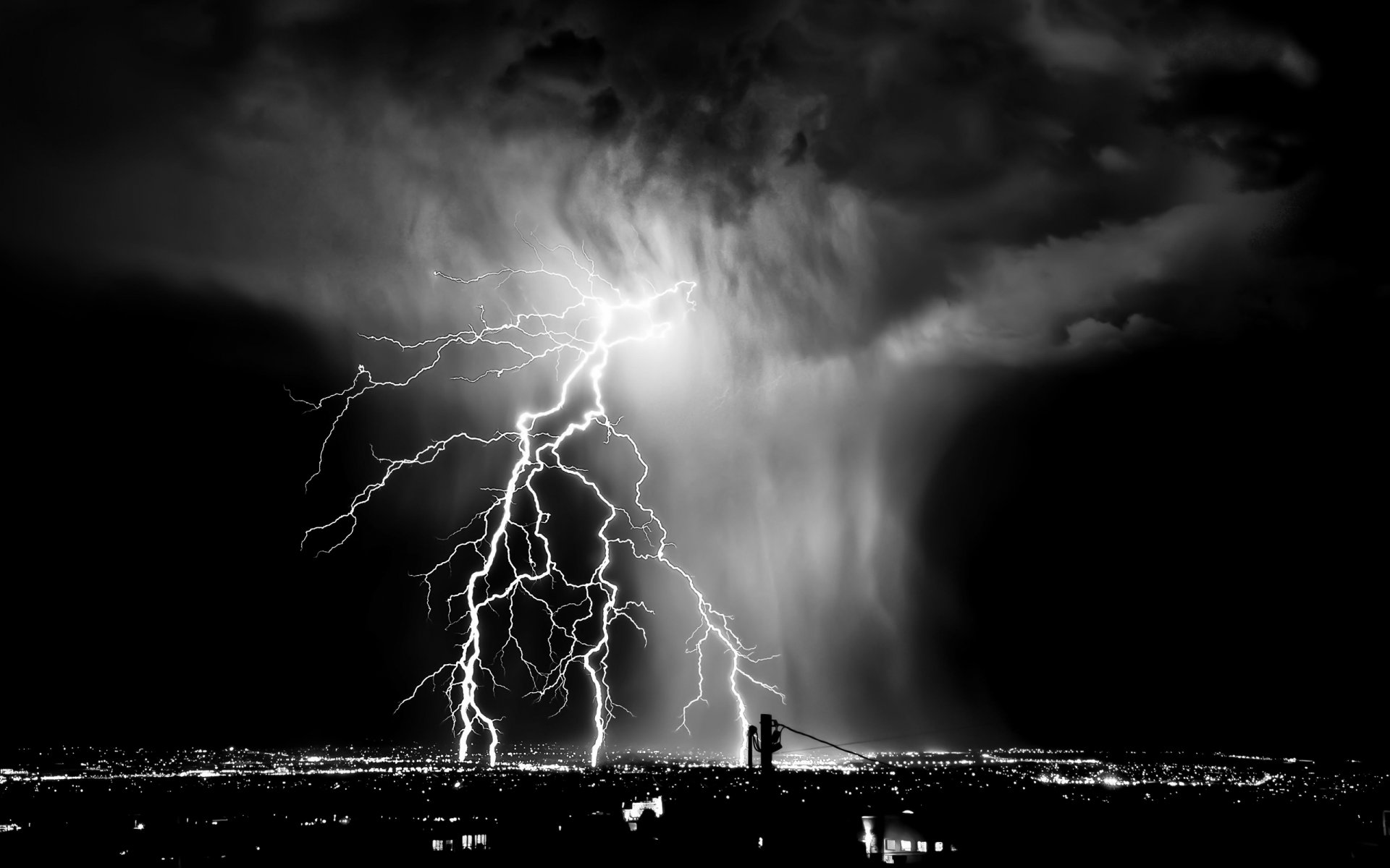 lightning clouds black white