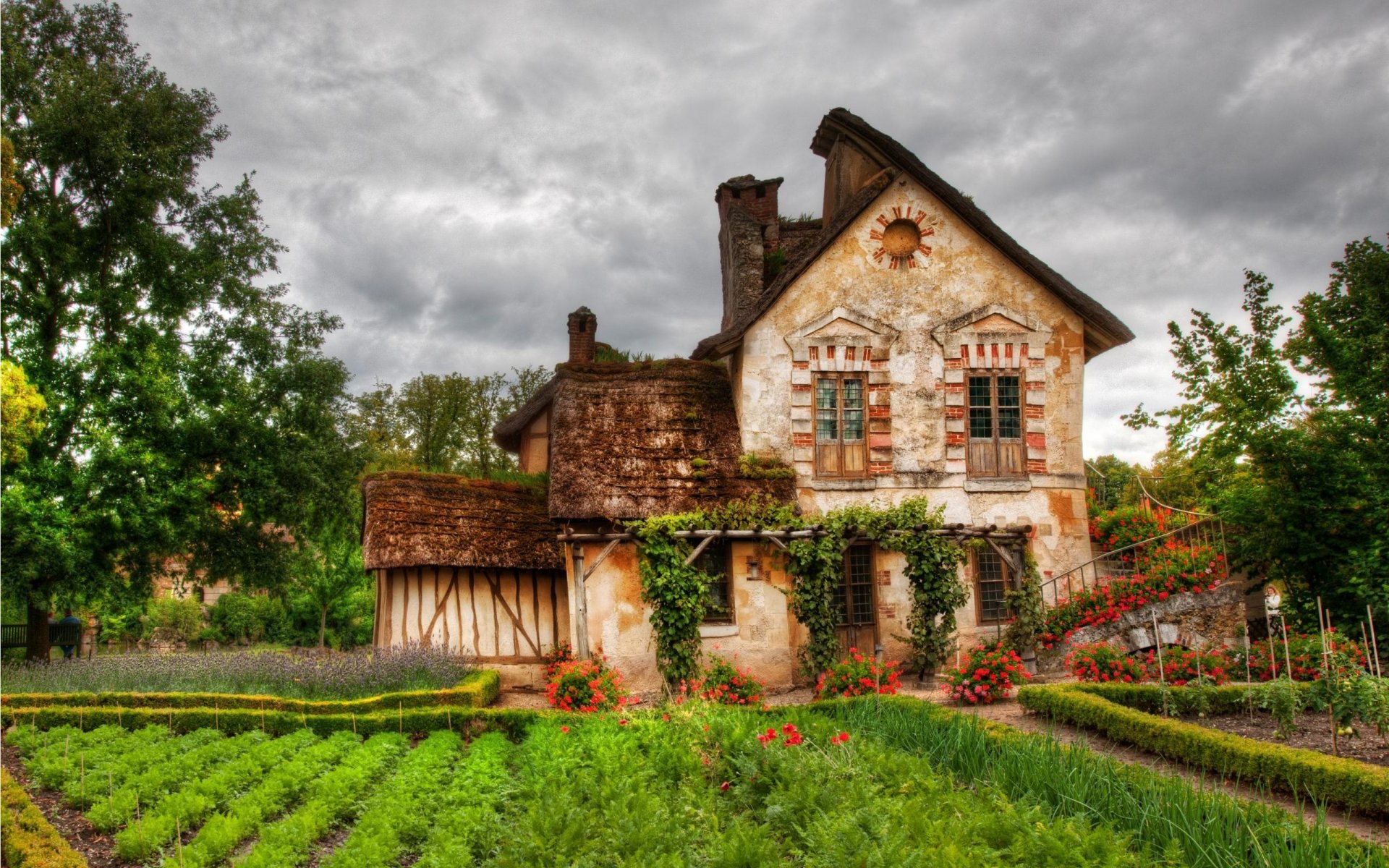 haus gemüsegarten blumen