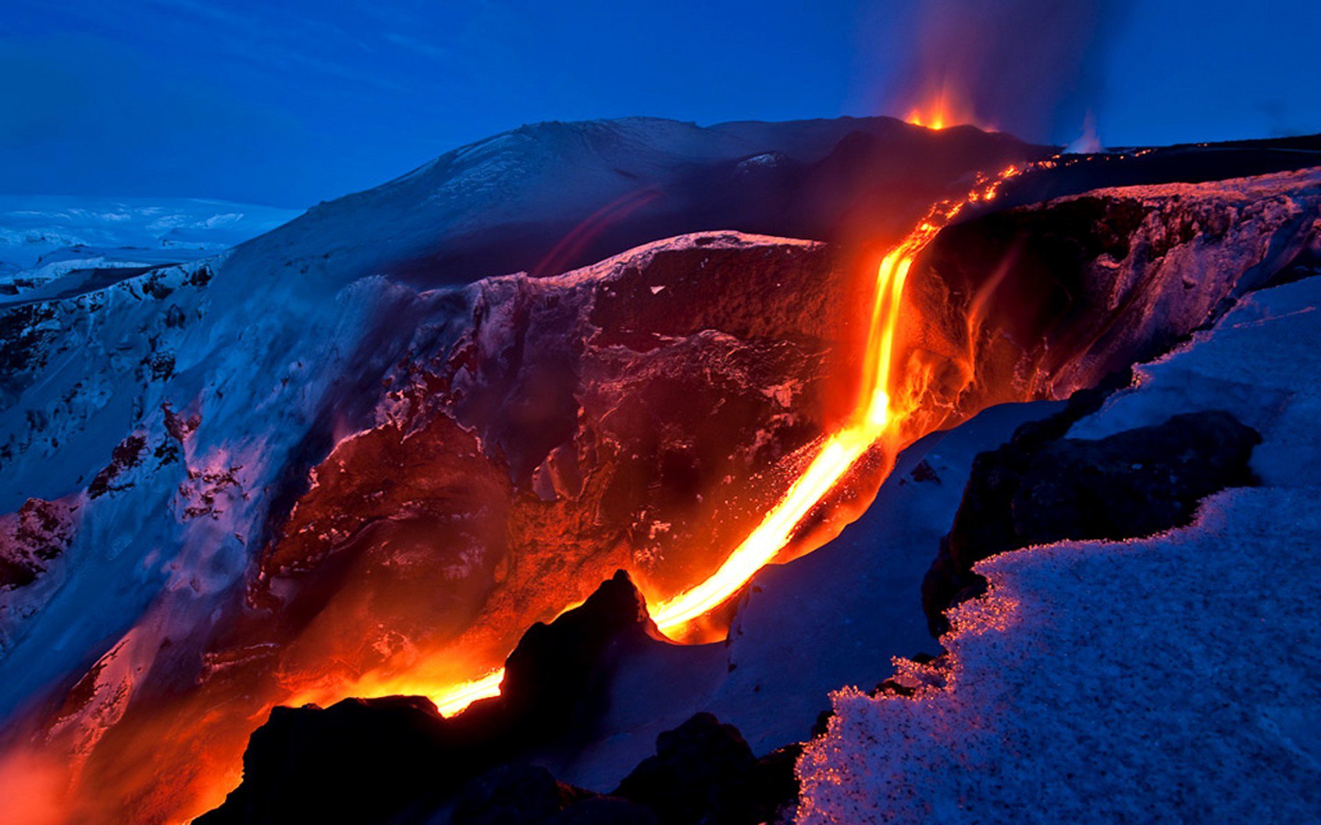 nieve lava escorrentía magma temperatura montaña pendiente volcán tarde cauce corriente