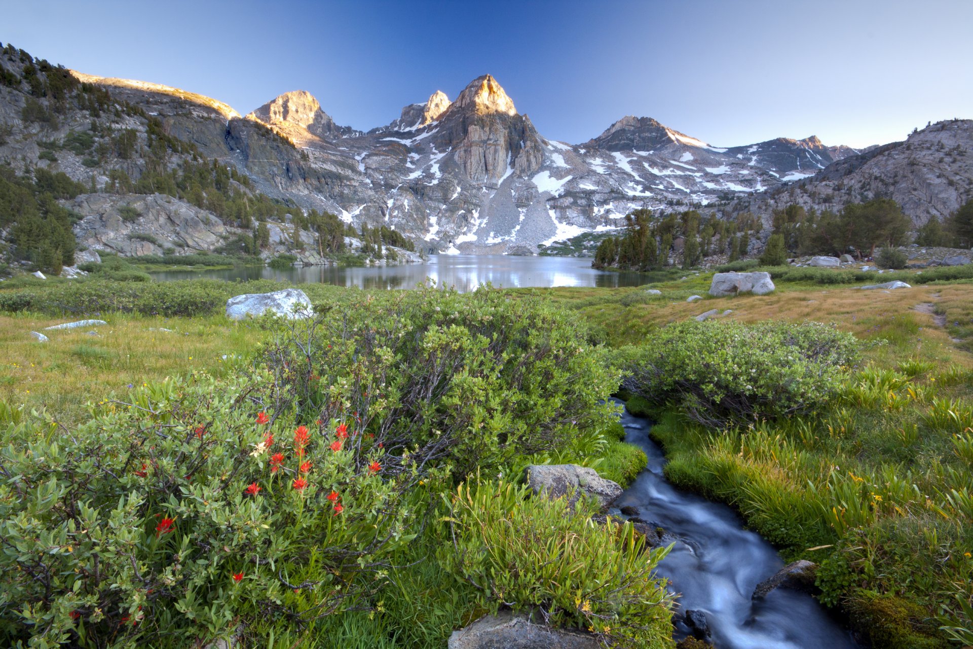 natur berge himmel see bach