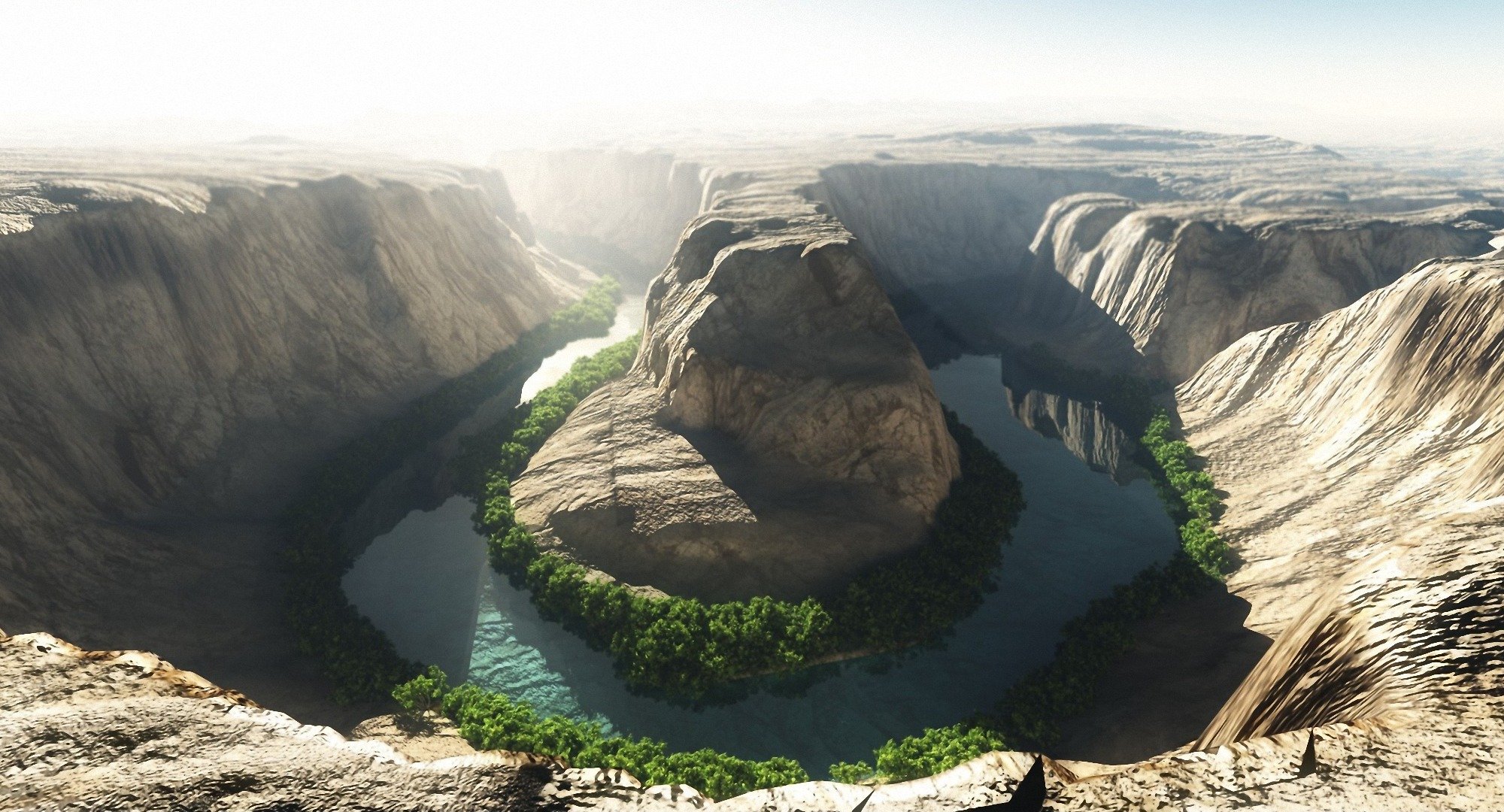 río colorado cañón rocoso arbustos vegetación sol sombra